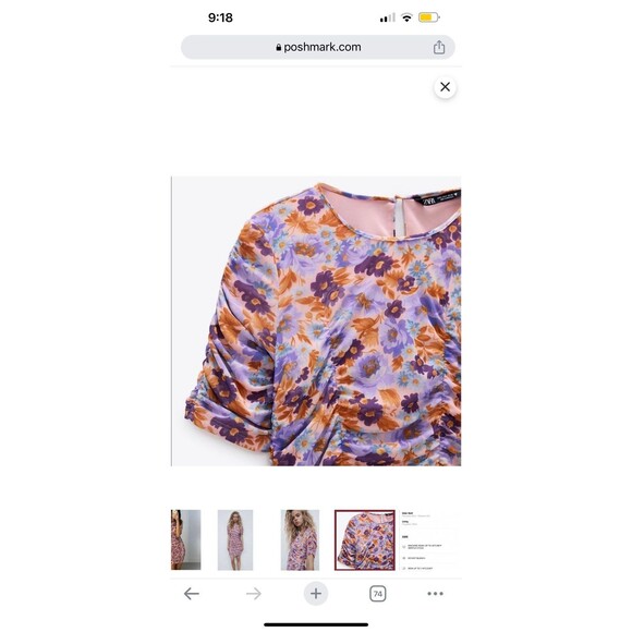 ZARA Floral Draped Mini Dress - Picture 3 of 3